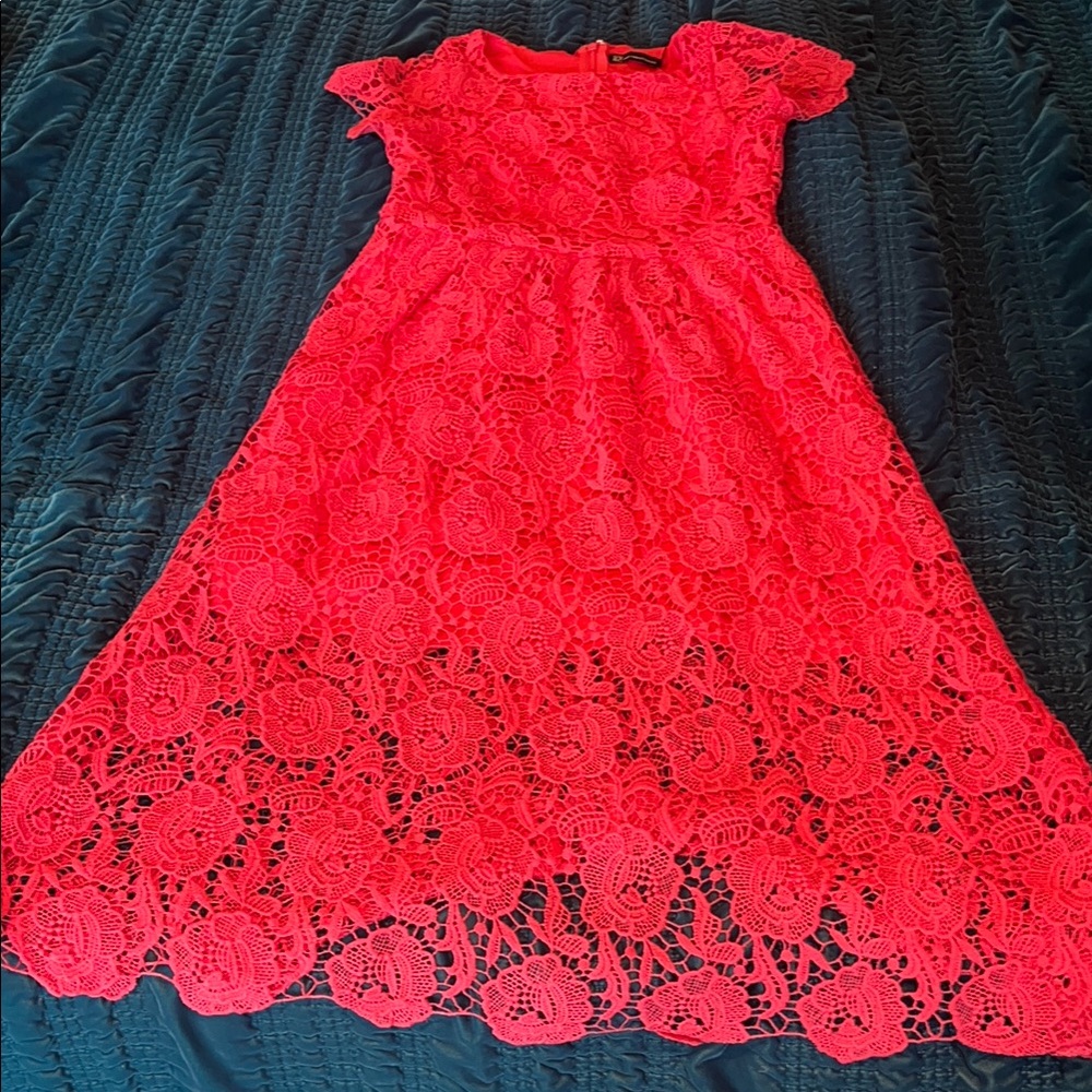 New York & Company coral Flutter Sleeve Sundress